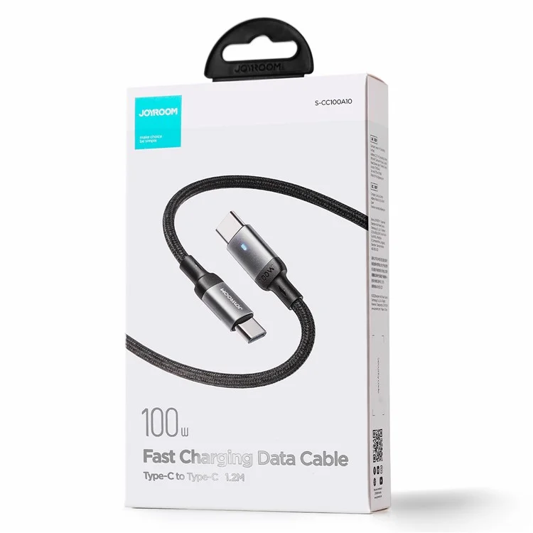 JOYROOM S-CC100A10 Feifan Series для iPhone 16-15 Series 1.2m 100W Type-C to Type-C Fast Charging Cord Braided 480Mbps Data Cable - Черный