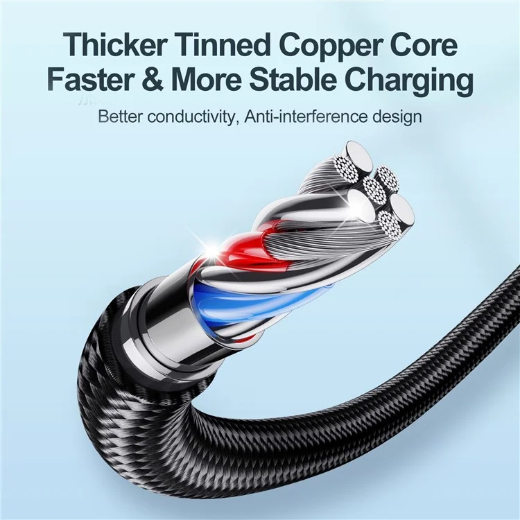 JOYROOM S-CC100A10 Feifan Series для iPhone 16-15 Series 1.2m 100W Type-C to Type-C Fast Charging Cord Braided 480Mbps Data Cable - Черный