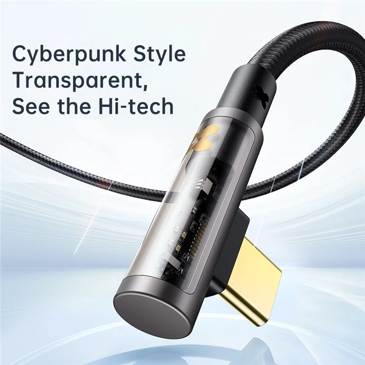 MCDODO CA-3401 for iPhone 15 Series 1.8m Type-C to Type-C 90 Degree L-shaped 100W Fast Charging Transparent Data Cable - Black