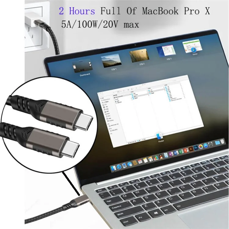 0,5m Para MacBook Cellphone 4K / 60Hz PD 100W Tipo-c Para Tipo c Cabo de Carregamento Rápido USB3.2 Gen2 20 Gbps Cabo de Transferência de Dados