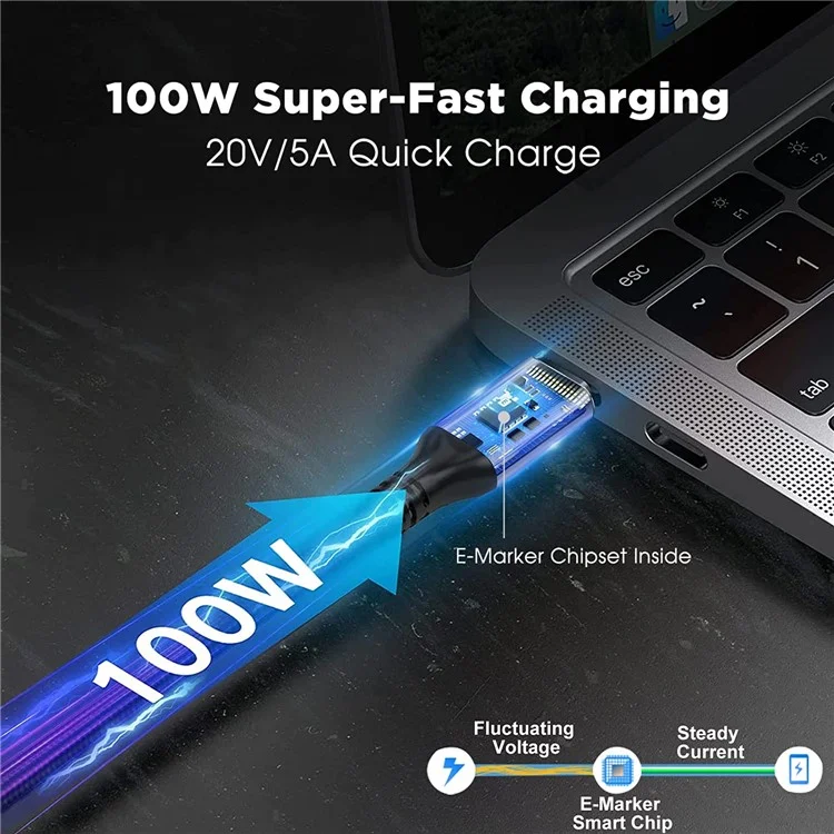 0,5m Para MacBook Cellphone 4K / 60Hz PD 100W Tipo-c Para Tipo c Cabo de Carregamento Rápido USB3.2 Gen2 20 Gbps Cabo de Transferência de Dados