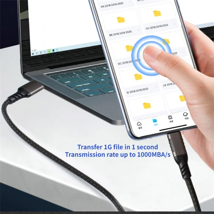 For iPhone 15 Series 1.5m QC 3.0 Fast Charging 3A 60W Cable USB 3.2 10Gbps USB to Type-C Cord SSD Hard Drive Connection Wire