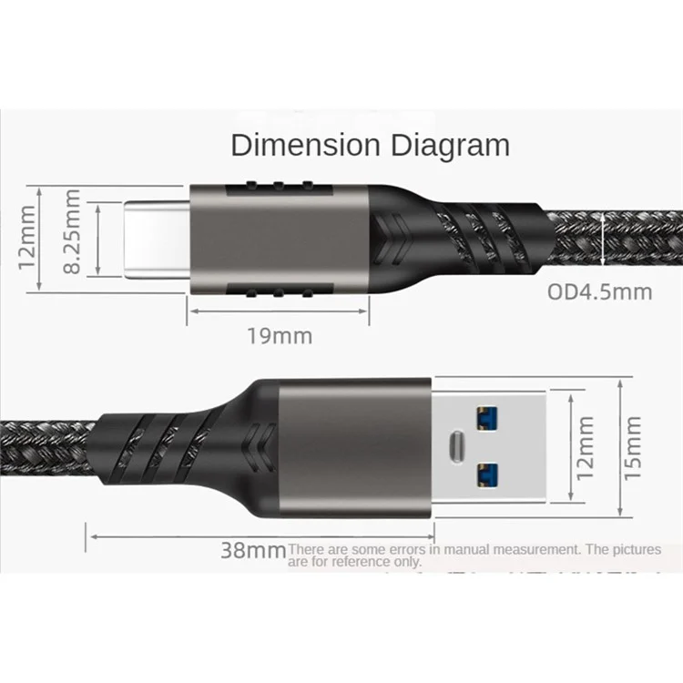 2m 3A 60W QC 3.0 Carico Rapido USB C Cavo USB 3.2 Cavo da 10 Gbps USB a Type-C Cord Discorso SSD Filo di Collegamento