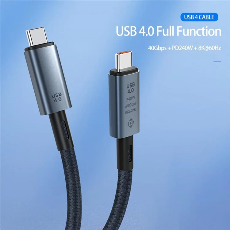 USB4.0 Type-C Vers le Câble de Type c 40 Gops 8k / Cordon de Charge Rapide de 60Hz 240W Pour PS5 / Interrupteur Nintendo / Samsung Galaxy S22 / Macbook Pro