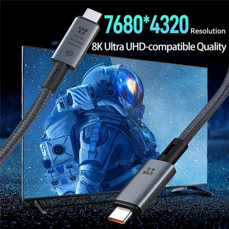 Cabo USB4.0 Tipo-c Para Tipo c 40 Gbps 8k / 60Hz 240W Cabo de Carregamento Rápido Para PS5 / Nintendo Switch / Samsung Galaxy S22 / MacBook Pro