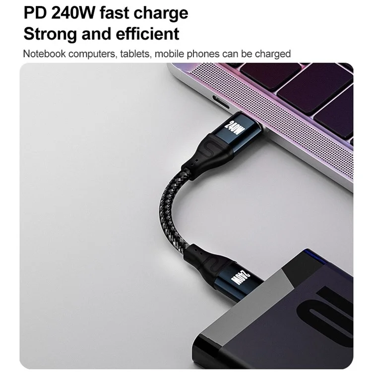 1m Нейлоновое Плетенное Проектирование PD 240W USB-C Провод Fast Grainging Wire 480 Мбит / с Передачи Данных Мобильный Телефон