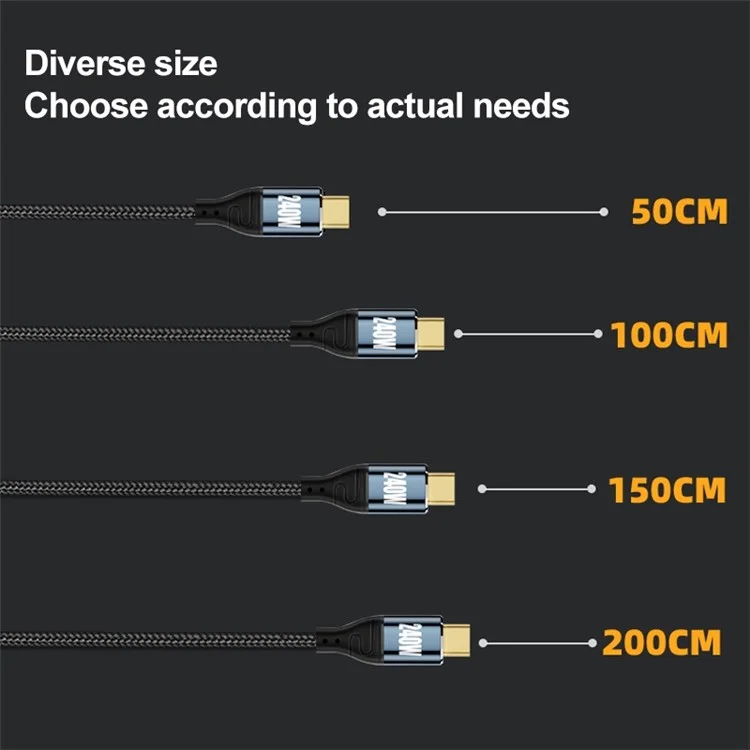 1m Нейлоновое Плетенное Проектирование PD 240W USB-C Провод Fast Grainging Wire 480 Мбит / с Передачи Данных Мобильный Телефон