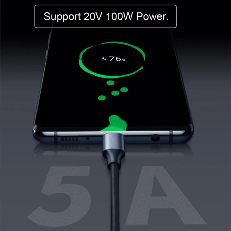 UC-064-UP-3.0M 90-Degree Angled Type-C Male to Male USB3.1 10Gbps Braided Data Cable E-marker Chip 100W Fast Charging Cable