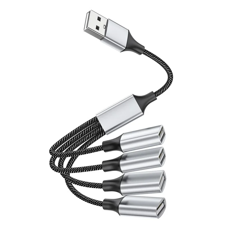 Convertisseur USB mâle vers 4 ports USB femelle Répartiteur de câble OTG Adaptateur pour charge et transmission de données