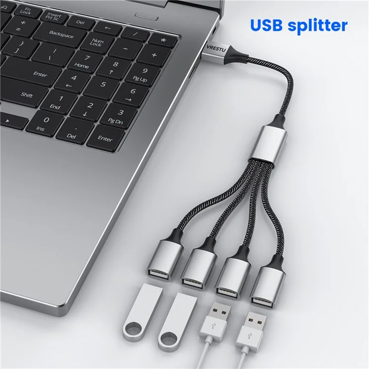 Convertisseur USB mâle vers 4 ports USB femelle Répartiteur de câble OTG Adaptateur pour charge et transmission de données