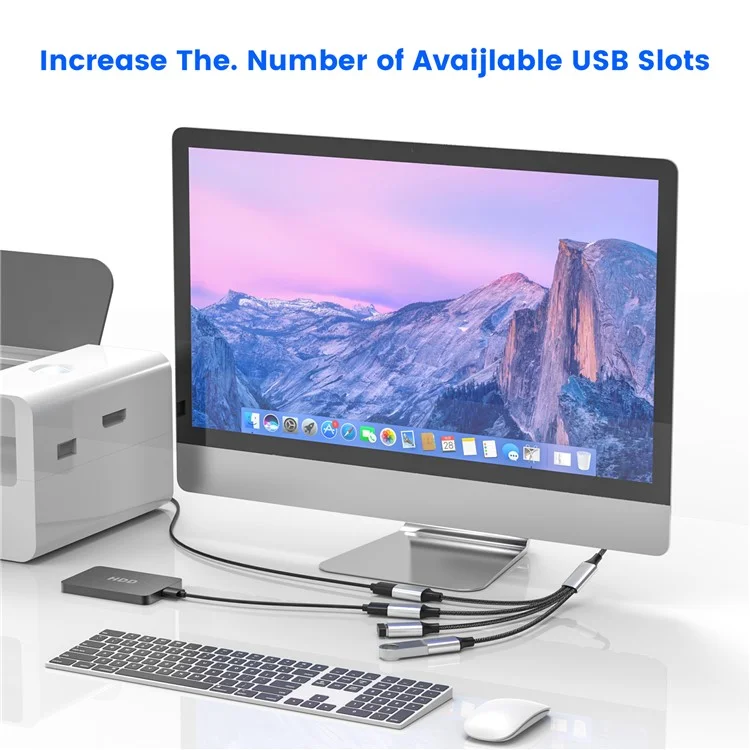 Convertisseur USB mâle vers 4 ports USB femelle Répartiteur de câble OTG Adaptateur pour charge et transmission de données