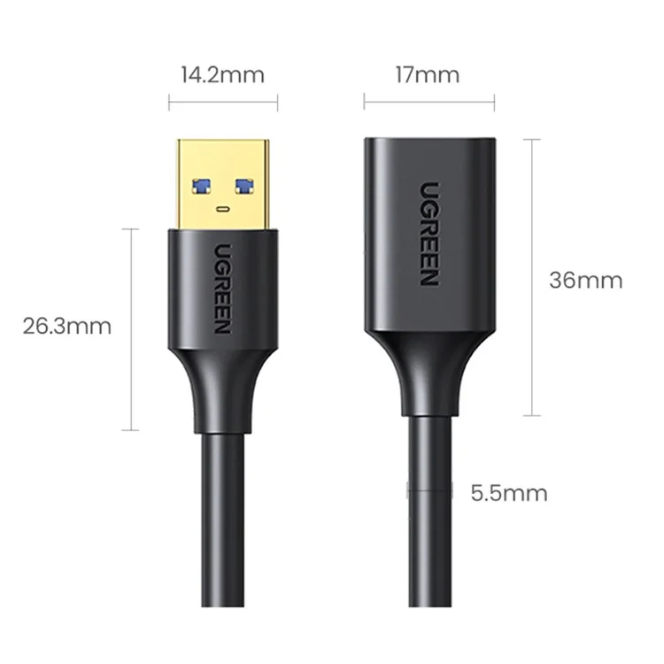 Ugreen 30127 3m USB 3.0 Cable de Transferencia de Datos de Alta Velocidad Masculino a Mujer Para la Transferencia de Datos de Alta Velocidad Para la Portátil PC TV SSD