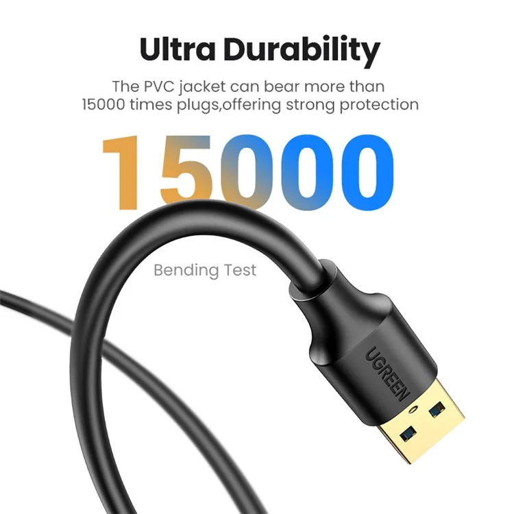 Ugreen 30127 3m USB 3.0 Cable de Transferencia de Datos de Alta Velocidad Masculino a Mujer Para la Transferencia de Datos de Alta Velocidad Para la Portátil PC TV SSD