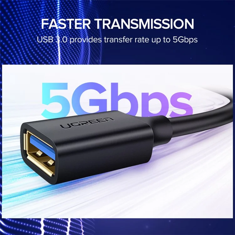 UGREEN 10373 2m 5Gbps High Speed USB 3.0 Extension Cable Gold-plated Connector Cord for PS4 / Xbox / USB Flash Drive / Printer