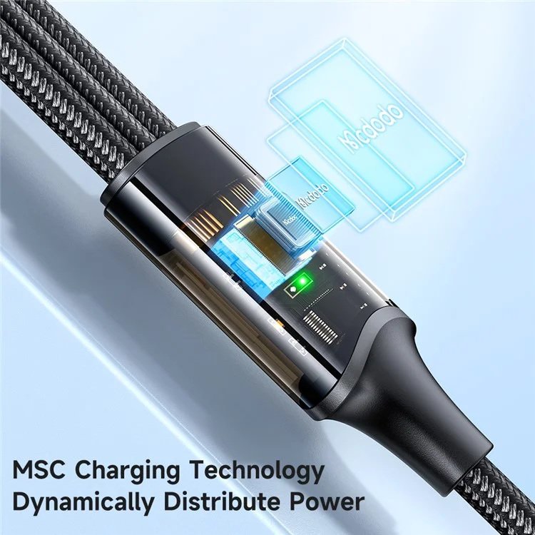 MCDODO CA-3330 MDD for iPhone 15 Series 1.2m 3-in-1 100W Transparent Fast Charging Cable Lightning+Micro USB+Type-C Data Cord - Black