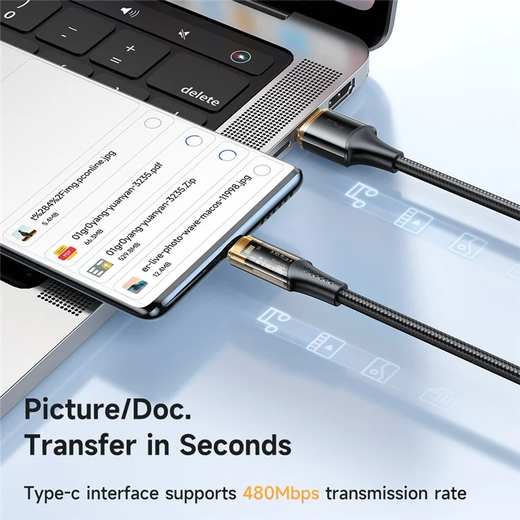 MCDODO CA-3330 MDD for iPhone 15 Series 1.2m 3-in-1 100W Transparent Fast Charging Cable Lightning+Micro USB+Type-C Data Cord - Black