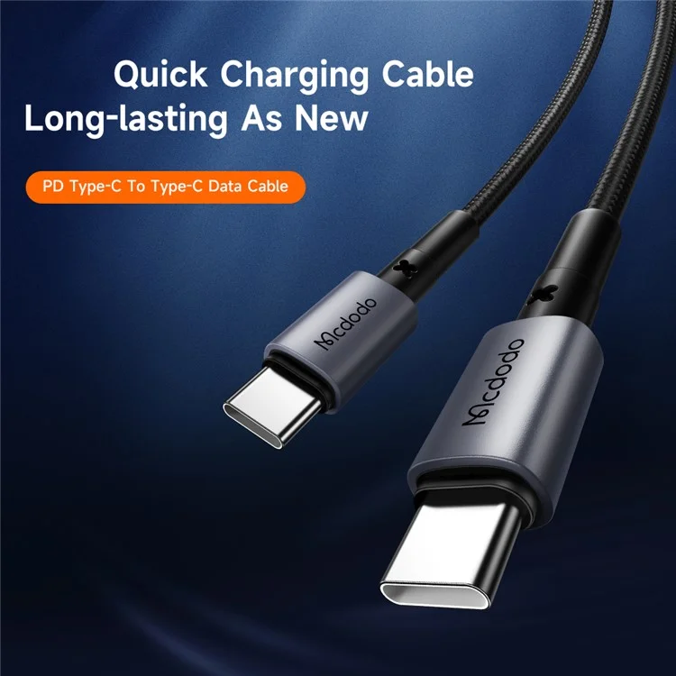 MCDODO Prism Series CA-3131 MDD 1.5m 60W Type-C to Type-C PD Phone Fast Charging Cord Data Cable - Black