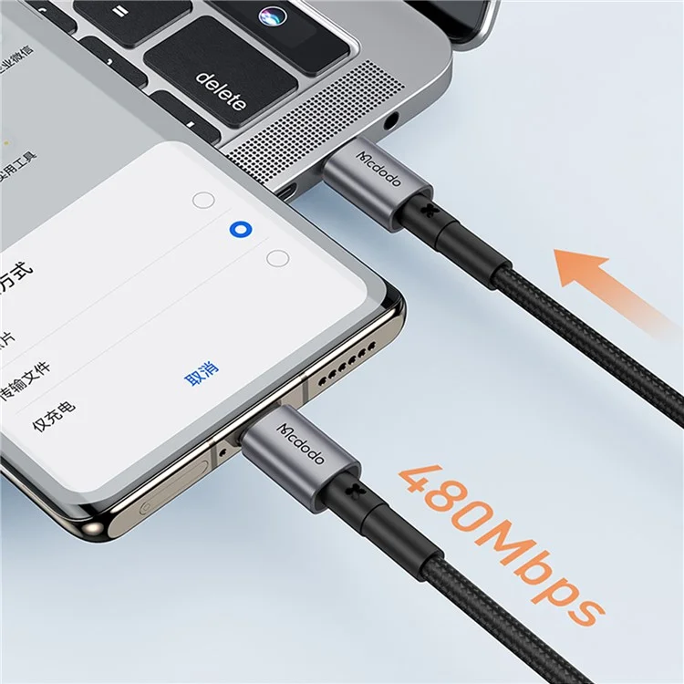 MCDODO Prism Series CA-3131 MDD 1.5m 60W Type-C to Type-C PD Phone Fast Charging Cord Data Cable - Black