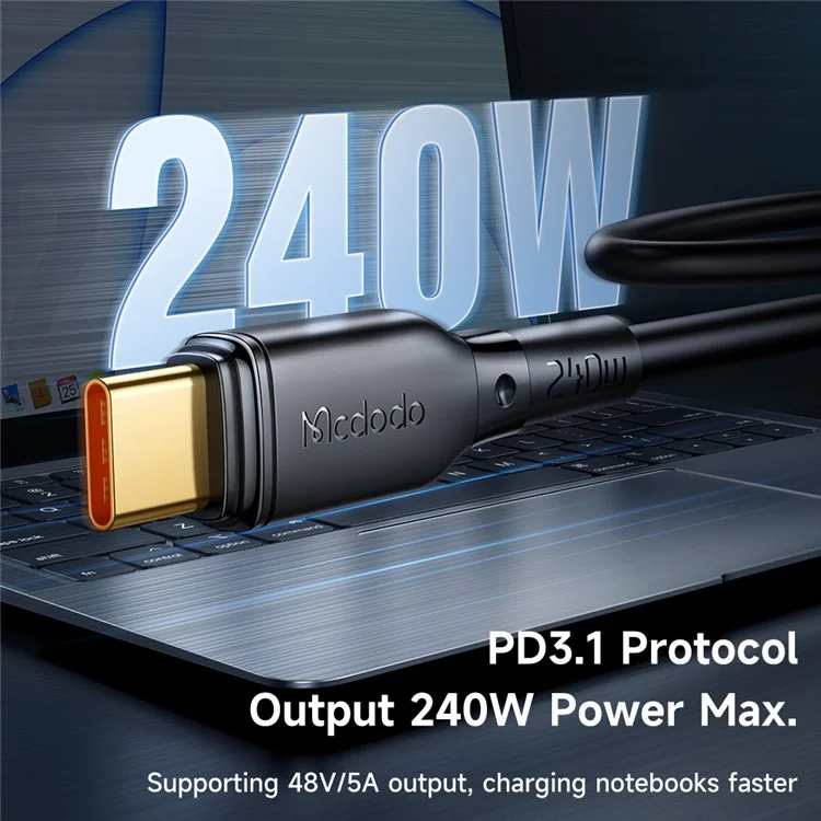 MCDODO CA-3311 MDD for iPhone 15 Series 2m Type-C to Type-C Cord PD 240W 5A Fast Charging Data Transmission Cable - Black