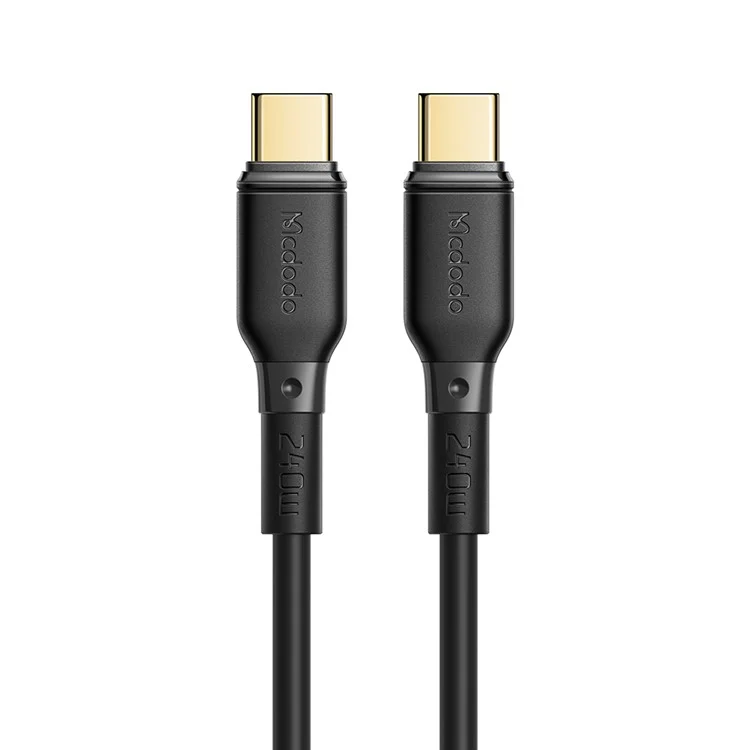 MCDODO CA-3310 MDD pour iPhone Série 15 Câble de transmission de données de 1,2 m Type-C Design plaqué or USB-C PD 240W Chargement rapide Cordon - Noir