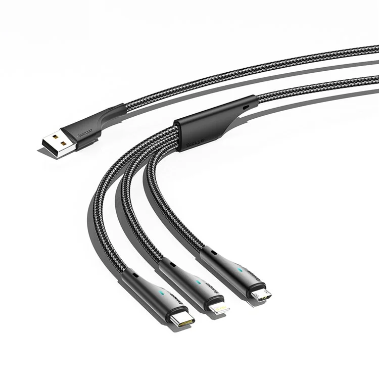 ESSAGER 1,2m Cavo di Ricarica 3-in-1 3A USB a Ip, Micro USB, Type-C, per iPhone, iPad Cavo Dati