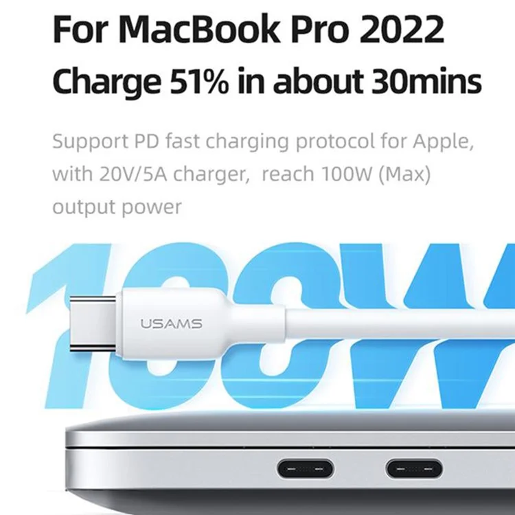 USAMS US-SJ613 U84 1m Tipo-c Tipo Cabo de Dados Tipo c PD 100W Tipo c Cabo de Carregamento Rápido Para Telefone Celular