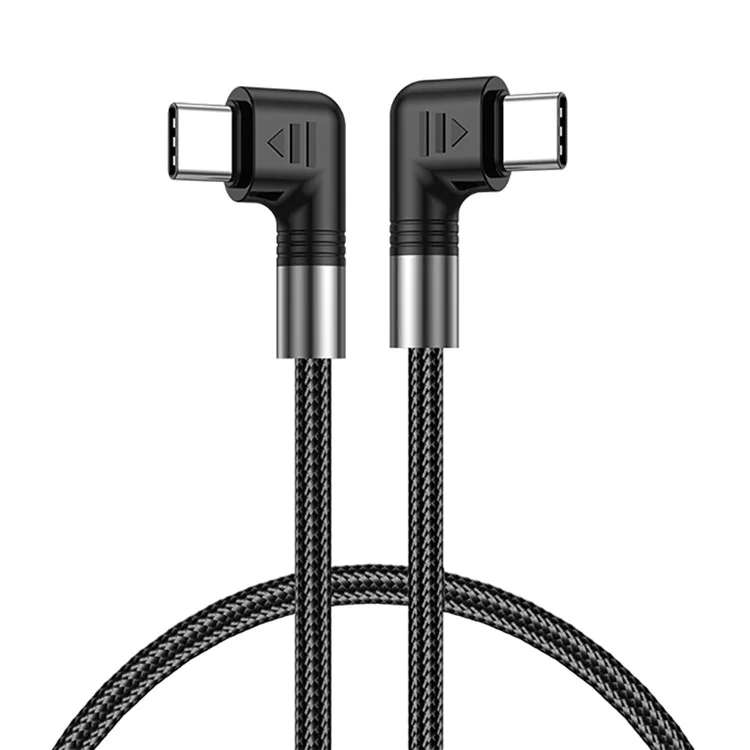 For iPhone 15 Series A9 3m Nylon Braided 480Mbps USB-C Data Cable Dual Elbow Heads 5A 100W Fast Type-C Charging Cable