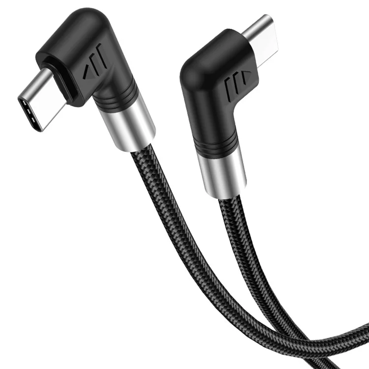 For iPhone 15 Series A9 3m Nylon Braided 480Mbps USB-C Data Cable Dual Elbow Heads 5A 100W Fast Type-C Charging Cable