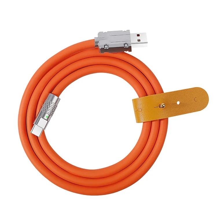 UC-023-OR-1.0M 1m Ultra Soft USB-A до Типа c Жидкий Силиконовый Кабель 120 вт Кабель Мощности Быстрого Зарядного Шнура - Апельсин