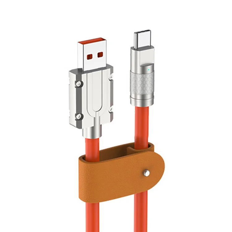 UC-023-OR-1.0M 1m Ultra Soft USB-A to Type-C Liquid Silicone 120W Power Data Cable Fast Charge Cord - Orange