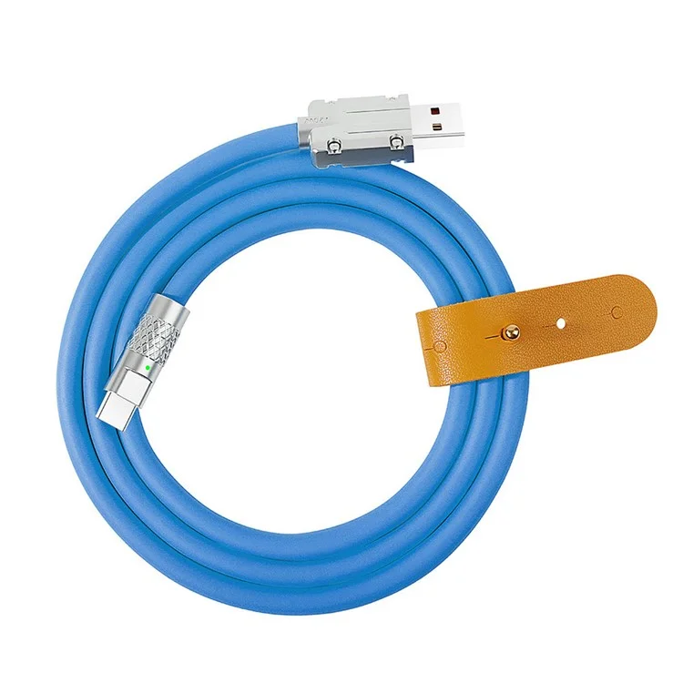 UC-023-OR-1.0M 1m Ultra Soft USB-A до Типа c Жидкий Силиконовый Кабель 120 вт Кабель Мощности Быстрого Зарядного Шнура - Синий