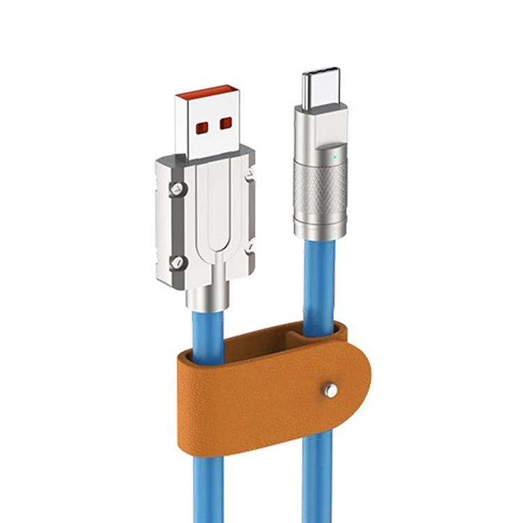 UC-023-OR-1.0M Ультрамягкий кабель USB-A на Type-C с жидким силиконом, 120 Вт, быстрая зарядка, 1 м - синий 