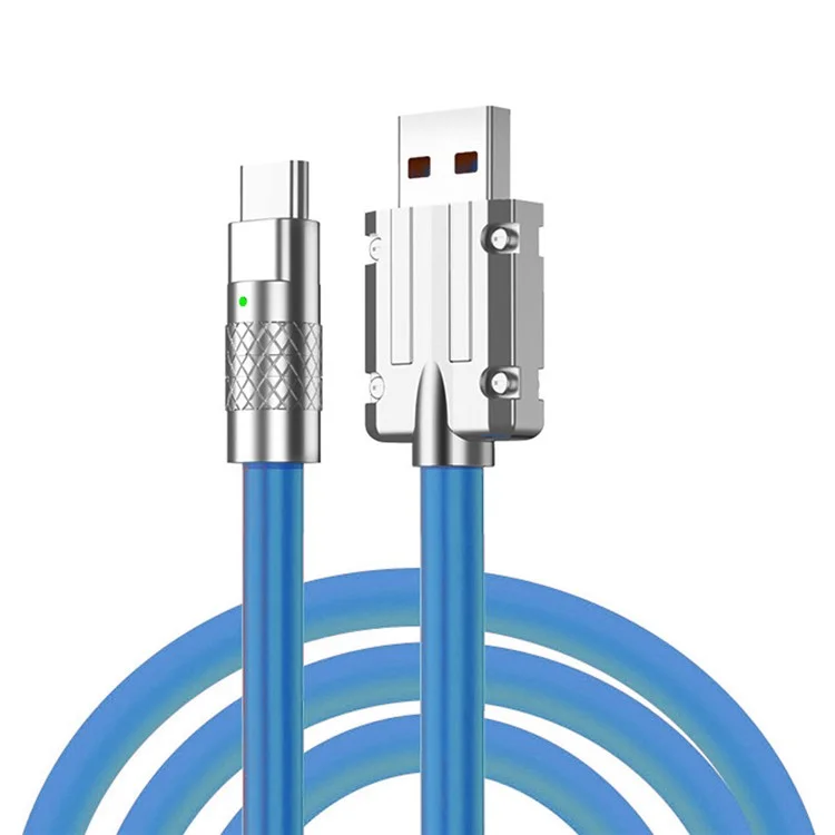 UC-023-OR-1.0M 1m Ultra Soft USB-A to Type-C Liquid Silicone 120W Power Data Cable Fast Charge Cord - Blue