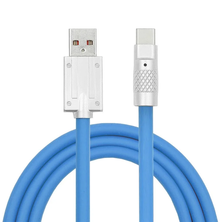 UC-023-OR-1.0M Ультрамягкий кабель USB-A на Type-C с жидким силиконом, 120 Вт, быстрая зарядка, 1 м - синий 