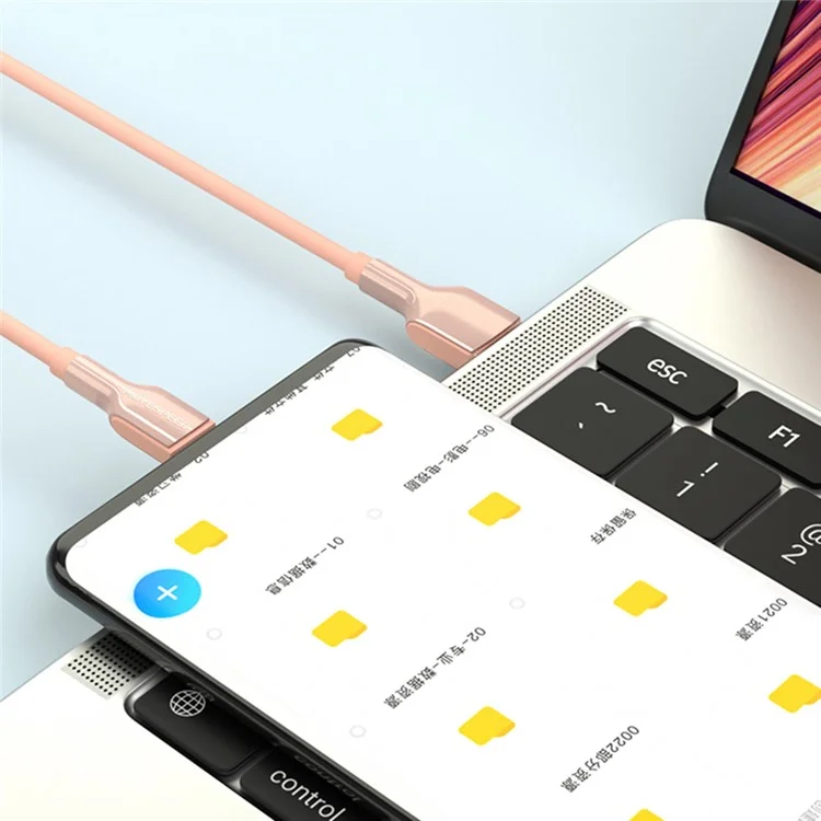 MOVE SPEED YSUCS01-C12P Жидкий силиконовый кабель USB-C 1,2 м 5A 22,5 Вт / 40 Вт Быстрая зарядка Шнур - розовый