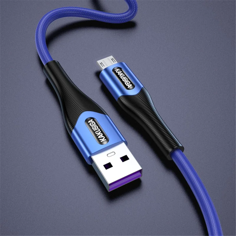 KAKUSIGA KSC-724 Xiaoyun Series Phone Intelligent Charging Cable 1.2m 2.4A Micro USB Data Cord - Blue