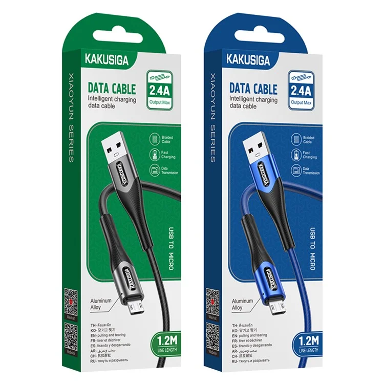 KAKUSIGA KSC-724 Xiaoyun Series Phone Intelligent Charging Cable 1.2m 2.4A Micro USB Data Cord - Blue