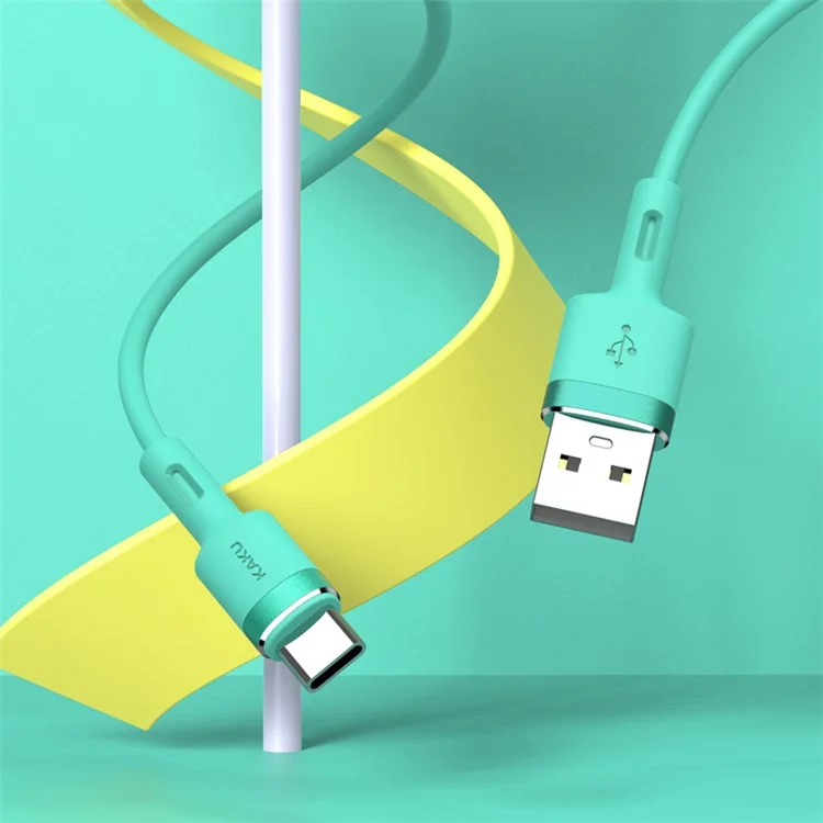 KAKUSIGA KSC-420 Meichuang Series 1.2m Type-C Phone Data Cable Skin-touch Silicone Charging Cord - Cyan