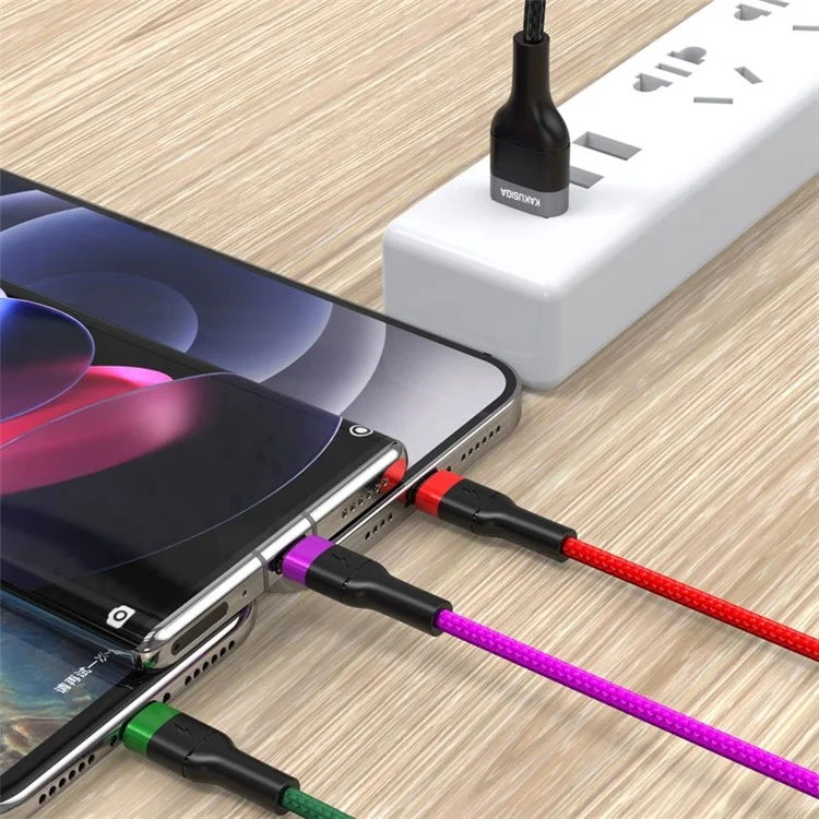 KAKUSIGA KSC-481 Yatu Series 1.2m 3-in-1 USB-A to Lightning+Type-C+Micro Fast Charging Cable 3.2A Data Cord