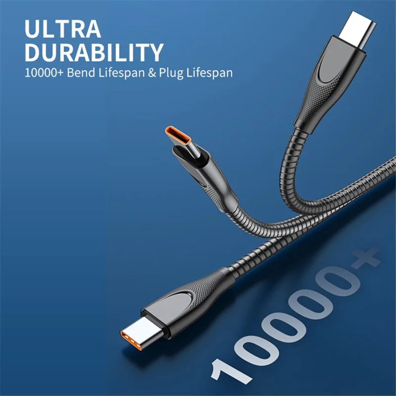 ENKAY HAT PRINCE 2m USB-A to Type-C 6A Fast Charging Spring Cable Carbon Steel Hose 480Mbps Data Cord - Black