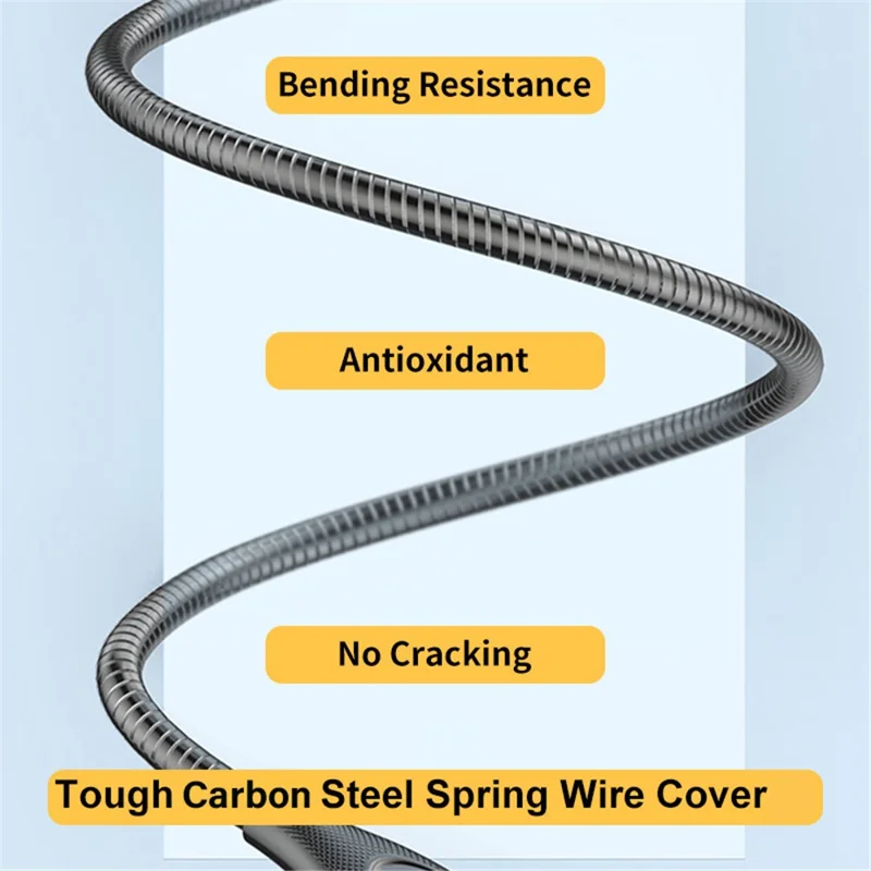 ENKAY HAT PRINCE 2m USB-A to Type-C 6A Fast Charging Spring Cable Carbon Steel Hose 480Mbps Data Cord - Black