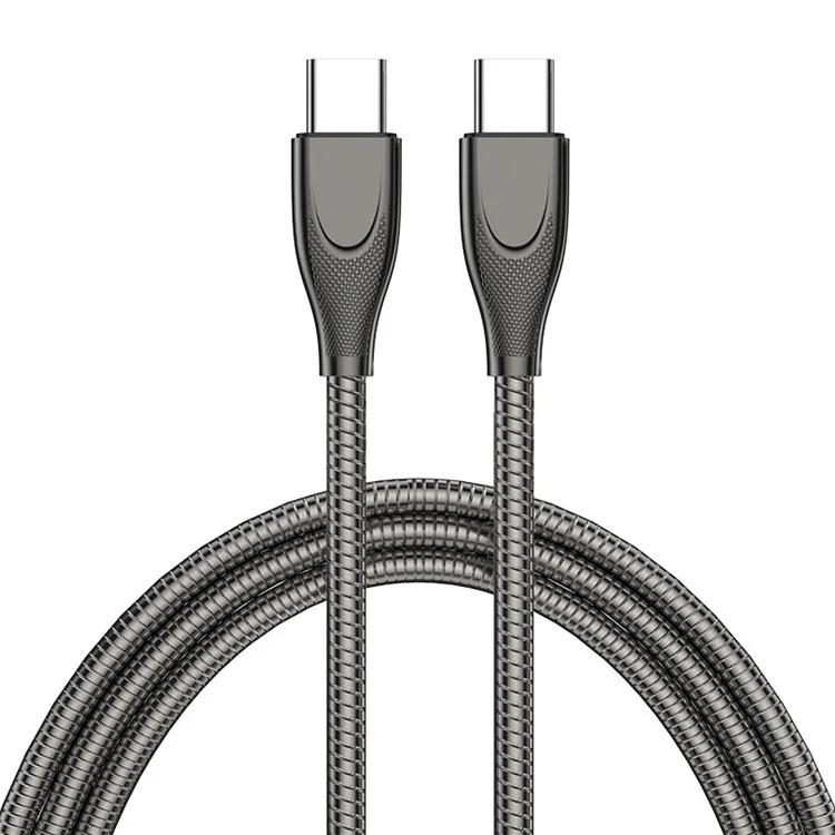 Câble ENKAY HAT PRINCE 1m Type-C vers Type-C PD 65W Charge rapide Tuyau en acier au carbone Printemps Cordon de données - Noir