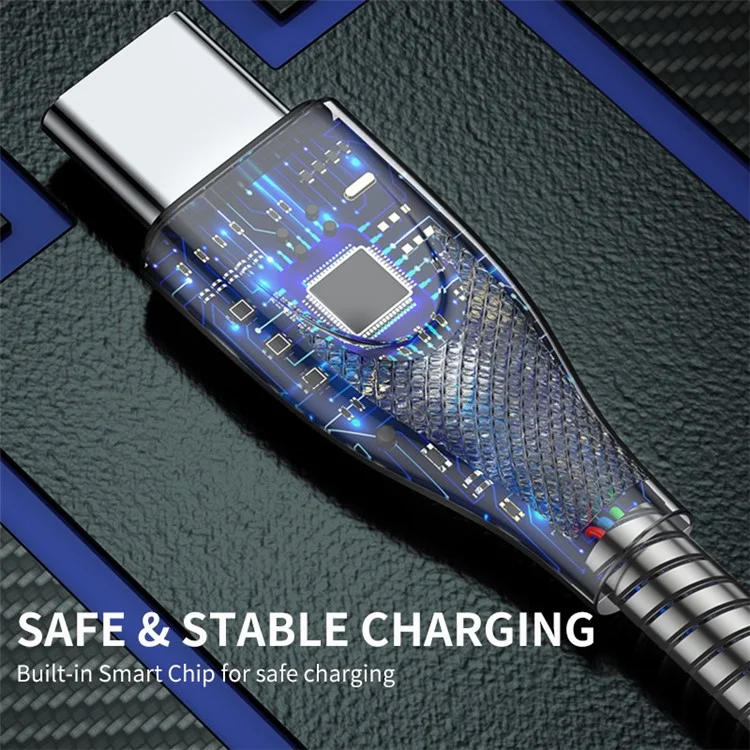 Câble ENKAY HAT PRINCE 1m Type-C vers Type-C PD 65W Charge rapide Tuyau en acier au carbone Printemps Cordon de données - Noir