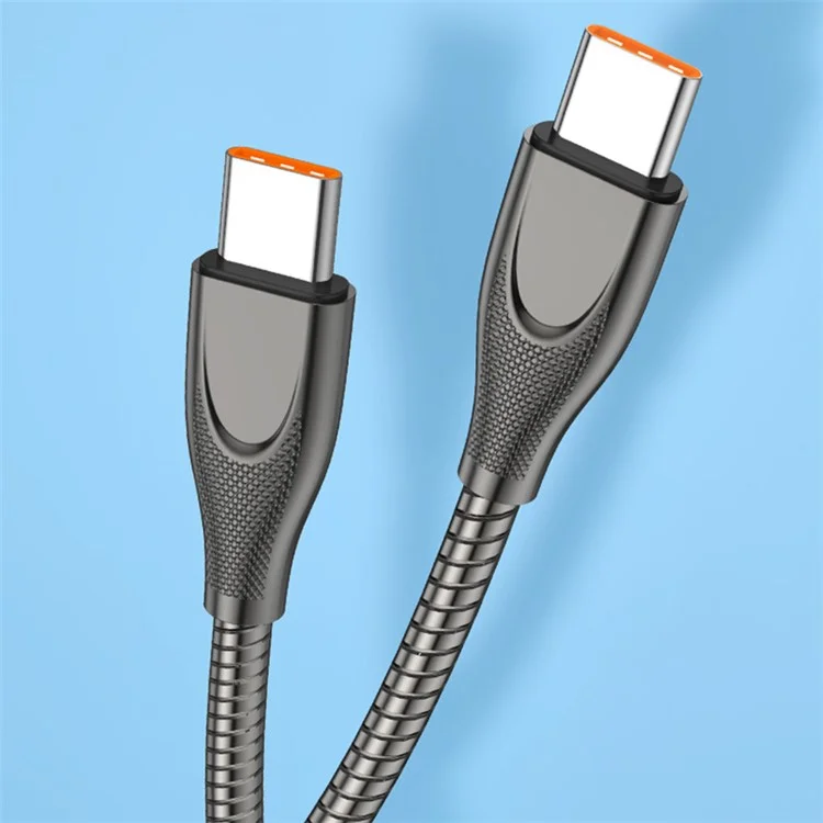 Câble ENKAY HAT PRINCE 1m Type-C vers Type-C PD 65W Charge rapide Tuyau en acier au carbone Printemps Cordon de données - Noir