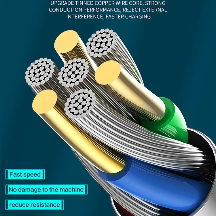 Kakusiga KSC-723 1m Gaofei Series USB a Type-C Smart Charging Data Cable 3A Nylon Incessed Cable - Nero