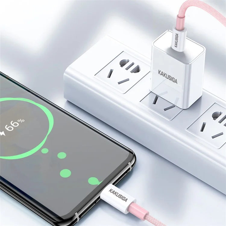 Kakusiga KSC-723 1m Gaofei Series USB a Type-C Smart Charging Data Cable 3A Nylon Incessed Cable - Nero
