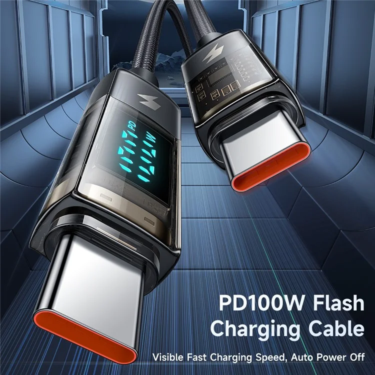 MCDODO CA-361 5A 100W Type-C to Type-C Charging Cable, 1.2m Auto Power Off Transparent Data Cable with Digital Display