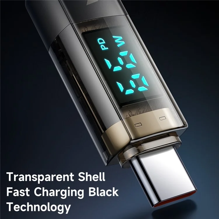 MCDODO CA-361 5A 100W Type-C to Type-C Charging Cable, 1.2m Auto Power Off Transparent Data Cable with Digital Display