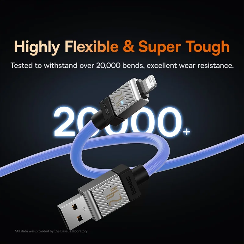 BASEUS CoolPlay Series CB000044 1m Data Transfer Line 2.4A Fast Charging USB to iP 7Pin Charging Cable - Blue