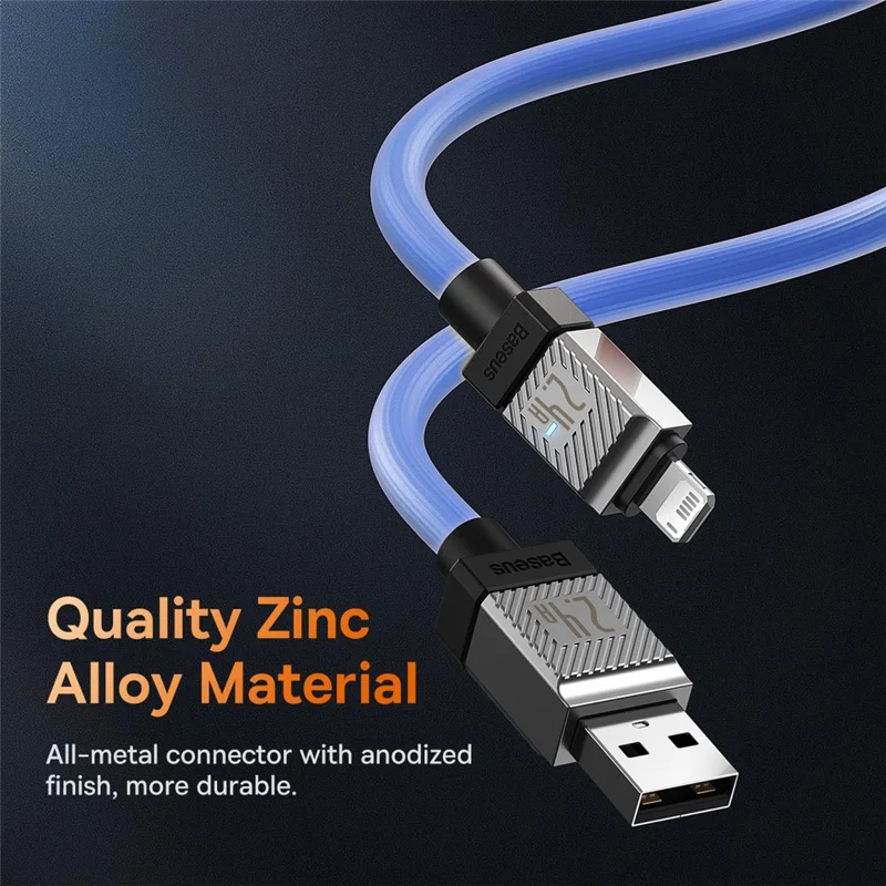 BASEUS CoolPlay Series CB000044 1m Data Transfer Line 2.4A Fast Charging USB to iP 7Pin Charging Cable - Blue